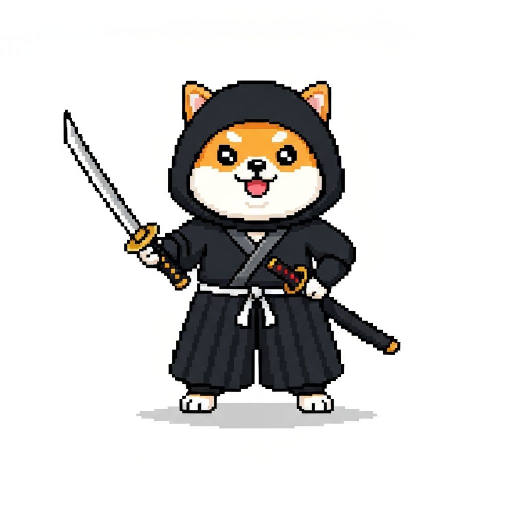 COPYDOG as an anime ninja with katana