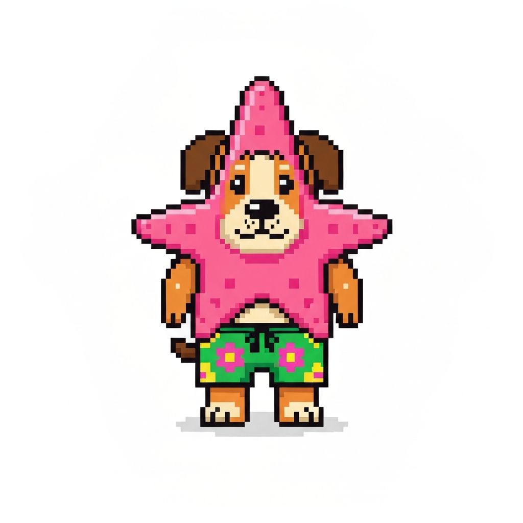 COPYDOG wearing Patrick Star pink starfish costume